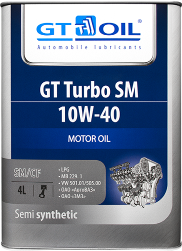 Масло GT Turbo SM SAE 10W-40, API SM,SN/CF (Корея) 4л (4)
