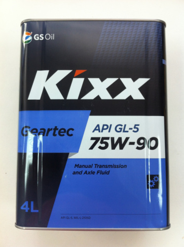 Масло Kixx трансмиссионное Geartec 75W-90 GL-5 4 л.